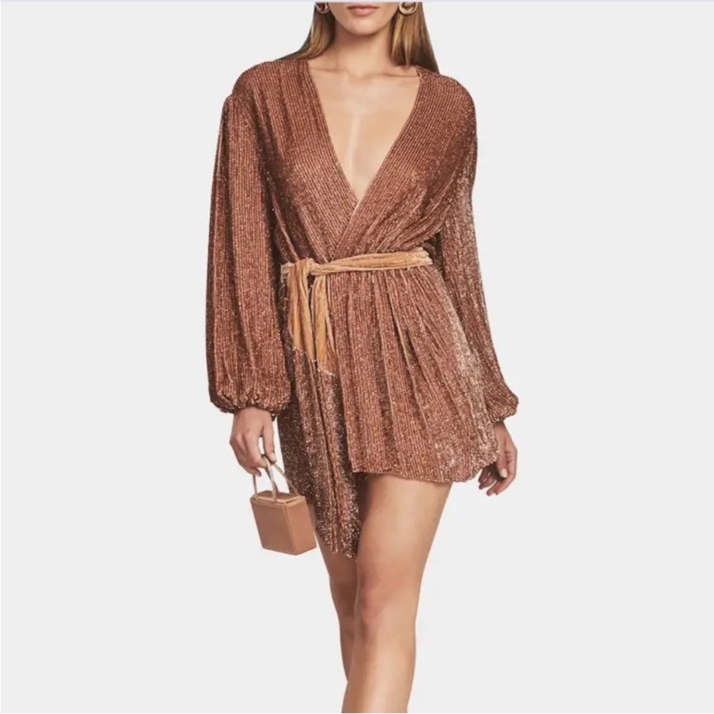 Retrofete Shimmering Gold Wrap Dress